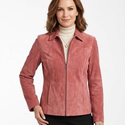 Pritti Kristen Blake Suede Genuine Leather Jacket S Pink Classic