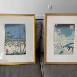 Framed Japanese prints from MET set Utagawa Hiroshige 19.5" X 15.25"