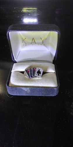Lucky Deck Of Cards Ring SS With Diamonds Size 10