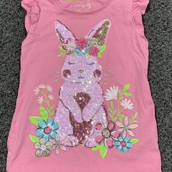 Cynthia Rowley artsy girls size 5/6 sparkly sequined Easter bunny with floral shirt