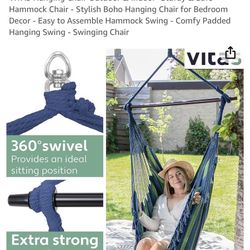  VITA5 Hanging Chair Outdoor & Indoor- Sturdy & Safe Hammock Chair - Stylish Boho Hanging Chair for Bedroom Decor - Easy to Assemble Hammock Swing - C