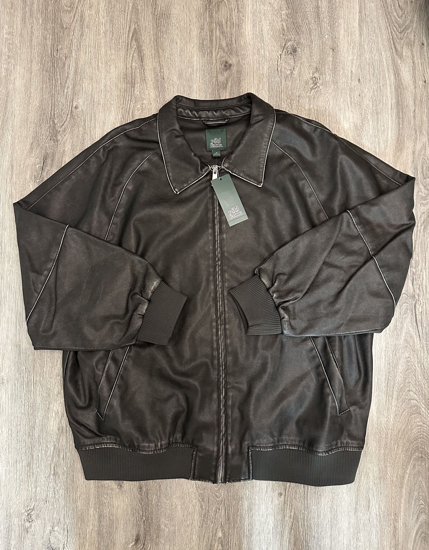 Wild Fable's Women's Distressed Faux Leather Bomber Jacket XXL