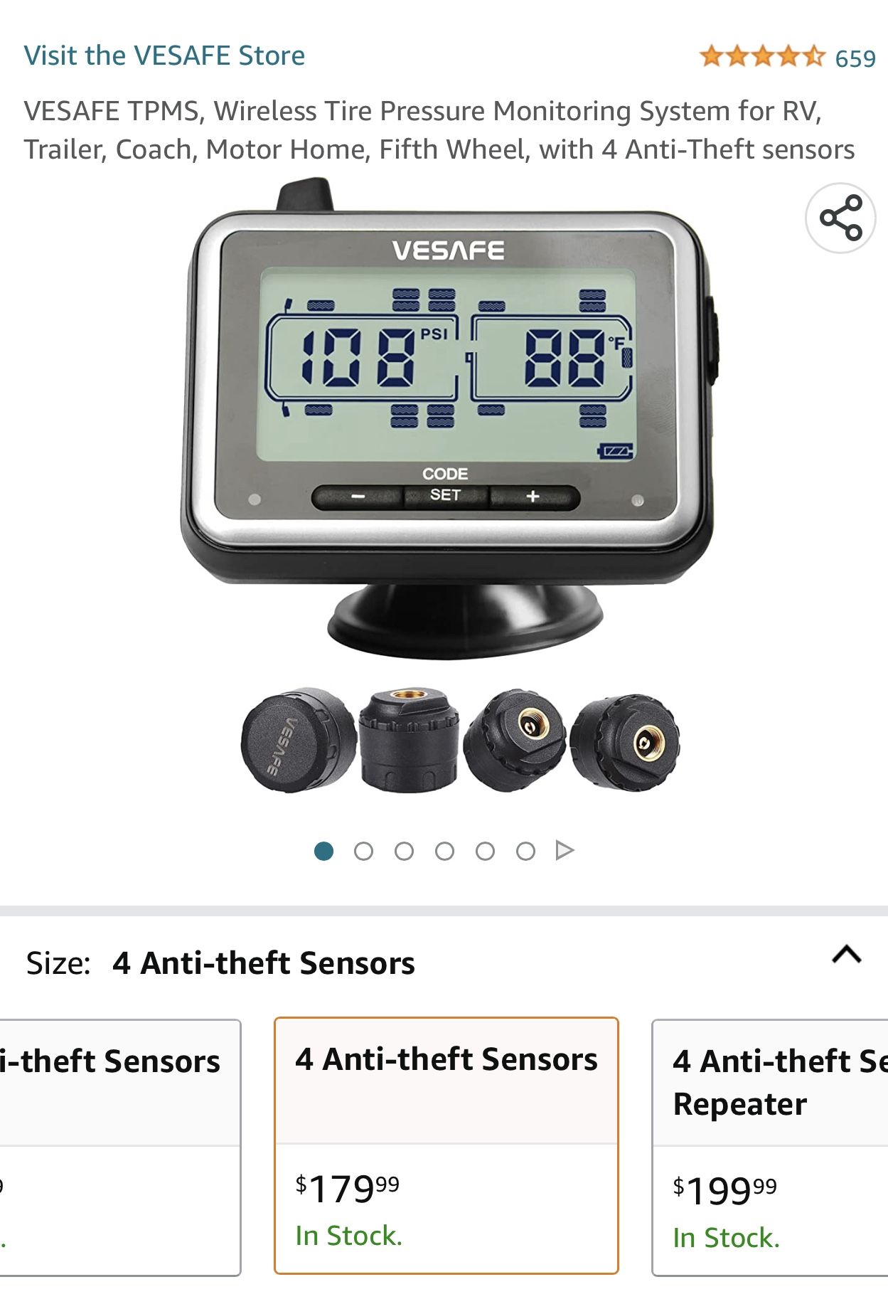 Vesafe RV/Trailer Wireless TPMS