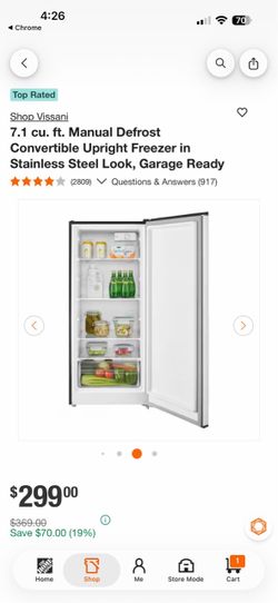 Vissani 7.1 cu. ft. Upright Freezer Stainless Steel
