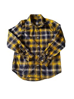 The Children's Place boys yellow and blue plaid button down collared shirt M