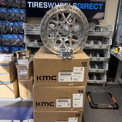 (Qty 4) 18X9 KMC KM549 GRS 8X170 +18 GLOSS SILVER W/ MACHINED FACE KM54989087418