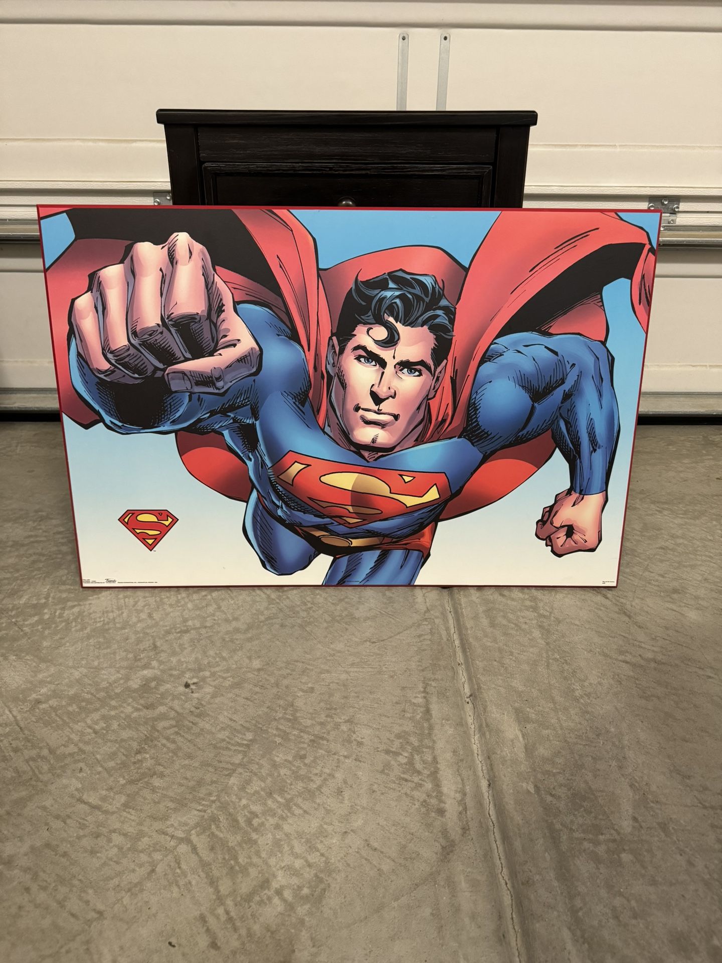 Superman Fly Poster Print on wood frame
