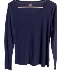 Mossimo Supply Co Women’s Navy Blue Ribbed Long Sleeve T-shirt, Size Large 