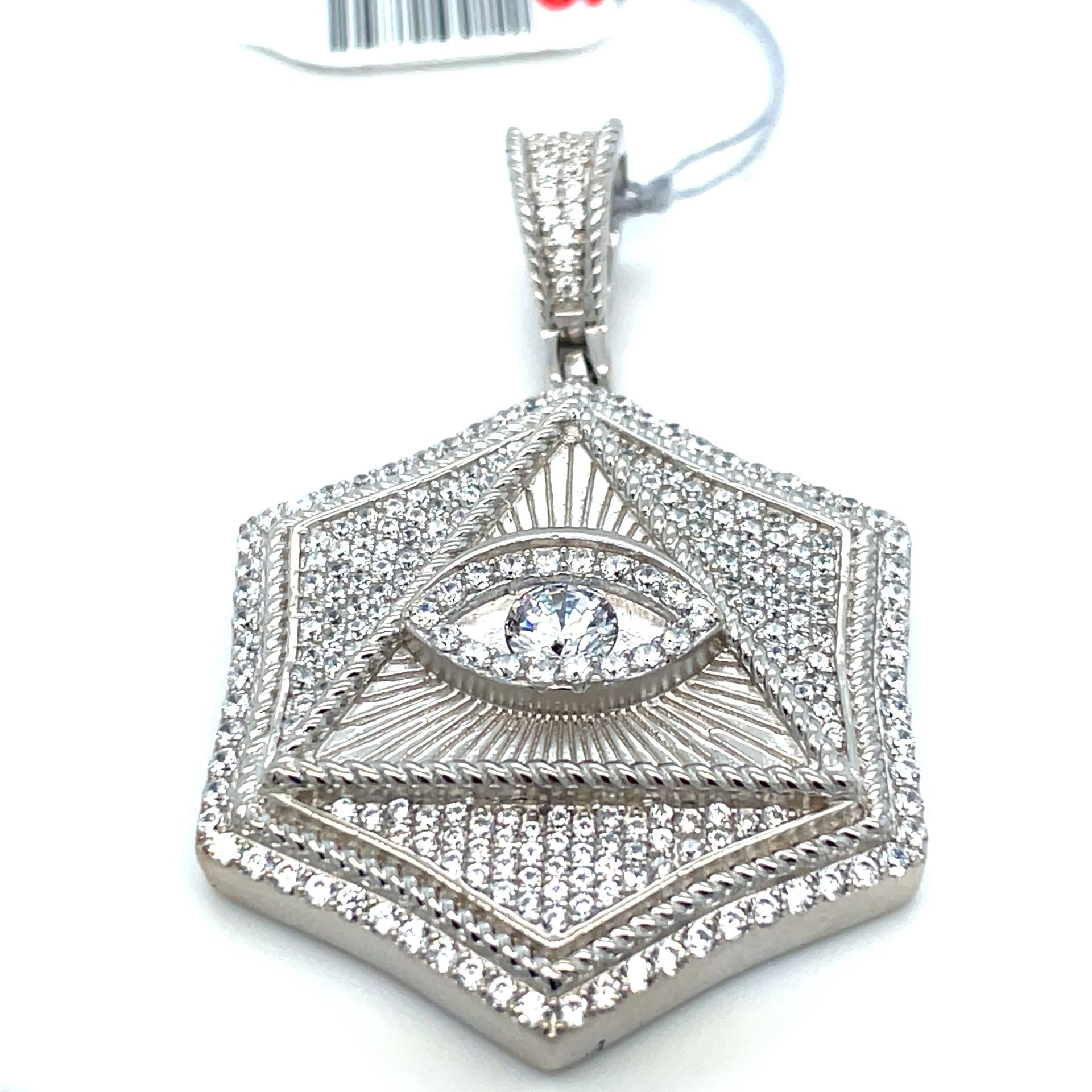 925 Sterling Silver CZ Eye Pyramid Pendant 15.50g 198101/7