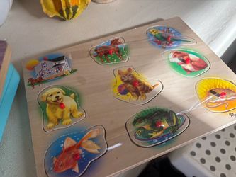 Wooden Peg Puzzle Kids Pets Animals