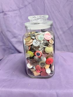 Jar of vintage buttons