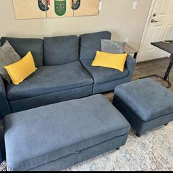 Sectional Couch And Ottoman With Storage