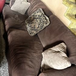 Brown Couch With Ottoman