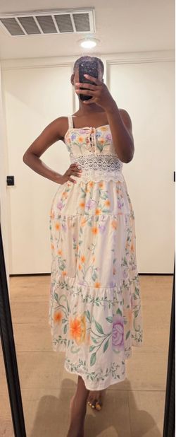 Floral Maxi Dress with Lace Trim