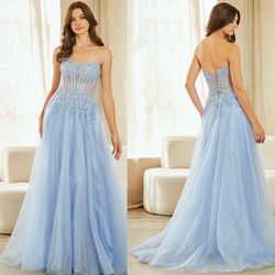 New With Tags Corset Bodice A Line Long Formal Dress & Prom Dress $169