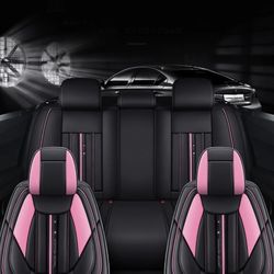FTS Luxury PU Leather Auto Car Seat Covers 5 Seats Full Set Universal Fit