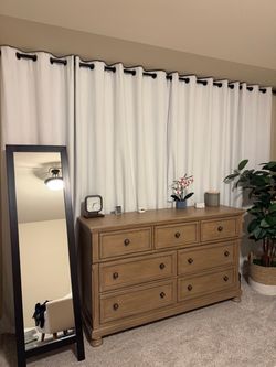 White Blackout Curtains Linen Look 96” long