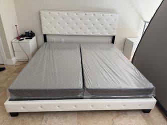 NEW BED FRAME KING SIZE WHITE WITH MATTRESS OR WITHOUT