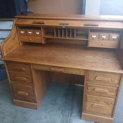 Gorgeous Antique Bankers Desk With Matching Chair With Working Skeloton Key Lock