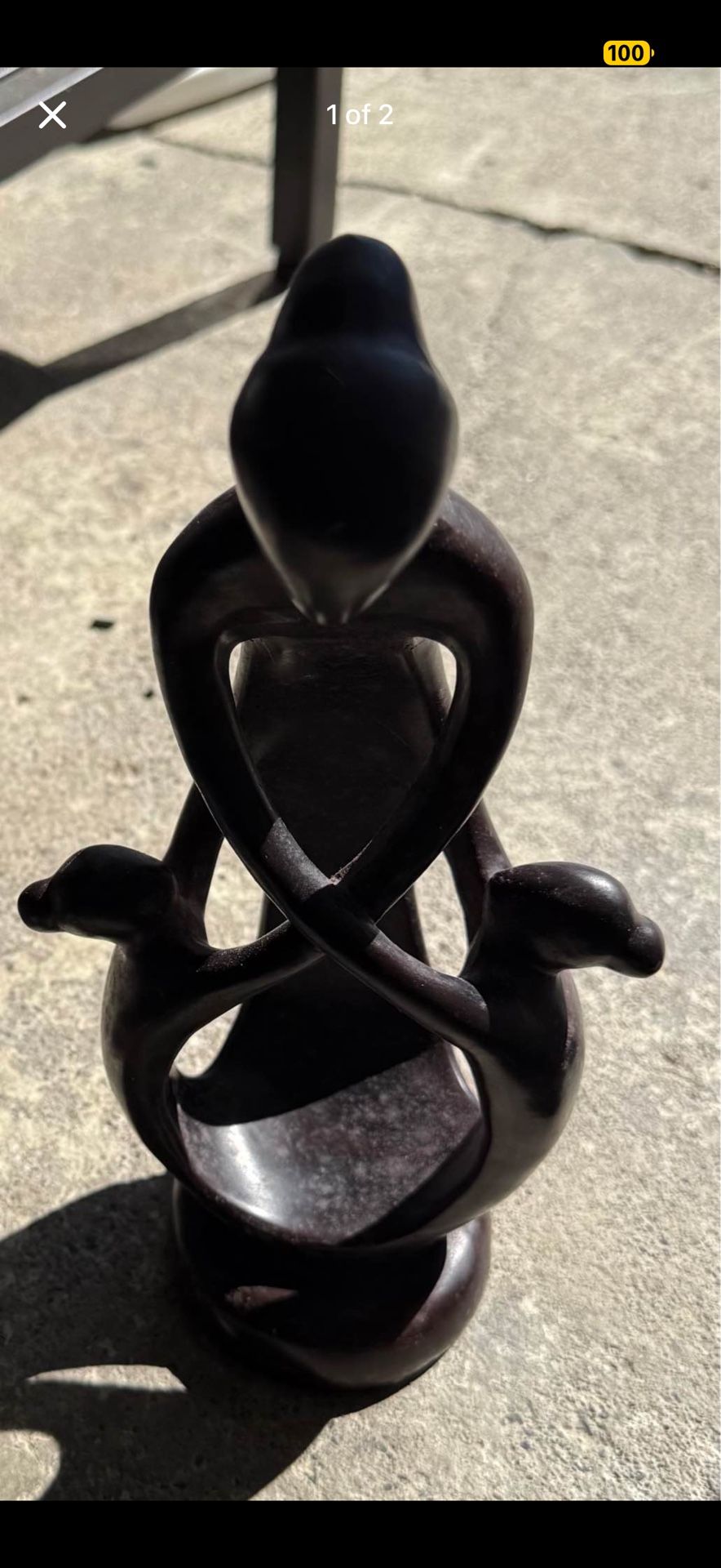 Mother & Children Dancing Figurine Abstract Contemporary Art Black Metal Statue