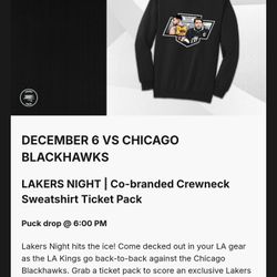 LA Kings Tickets VS Blackhawks 12/6/25 ( LAKERS SWEATER PACK)