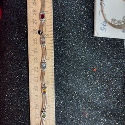 925 Sterling Silver Multistone Tennis Bracelet 