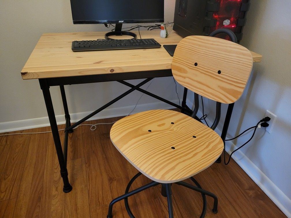 Solid Wood Industrial Desk