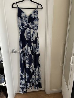 Windsor High Low Chiffon Blue Floral Dress Size Medium