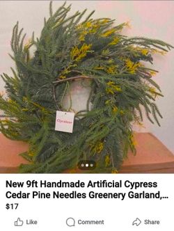 New 9ft handmade artificial greenery garland for mantle, home decor