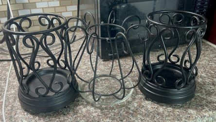 Black Metal Scroll Candle Holders Set of 3