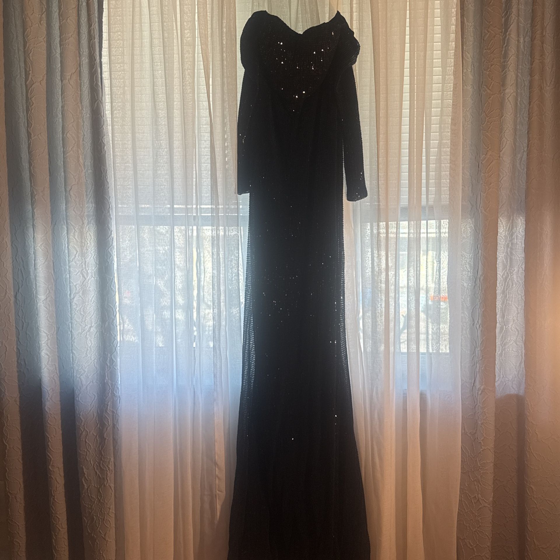 Fashion Nova Black Sequined Floor Length Gown