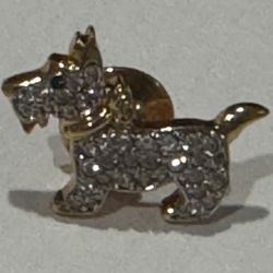 Swarovski Gold Dog Brooch