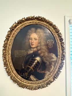 Large Antique 1717 Nobleman Portrait With Beautiful Frame