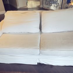 96” White Slipcovered Sofa – Deep, Comfortable, Classic Style 