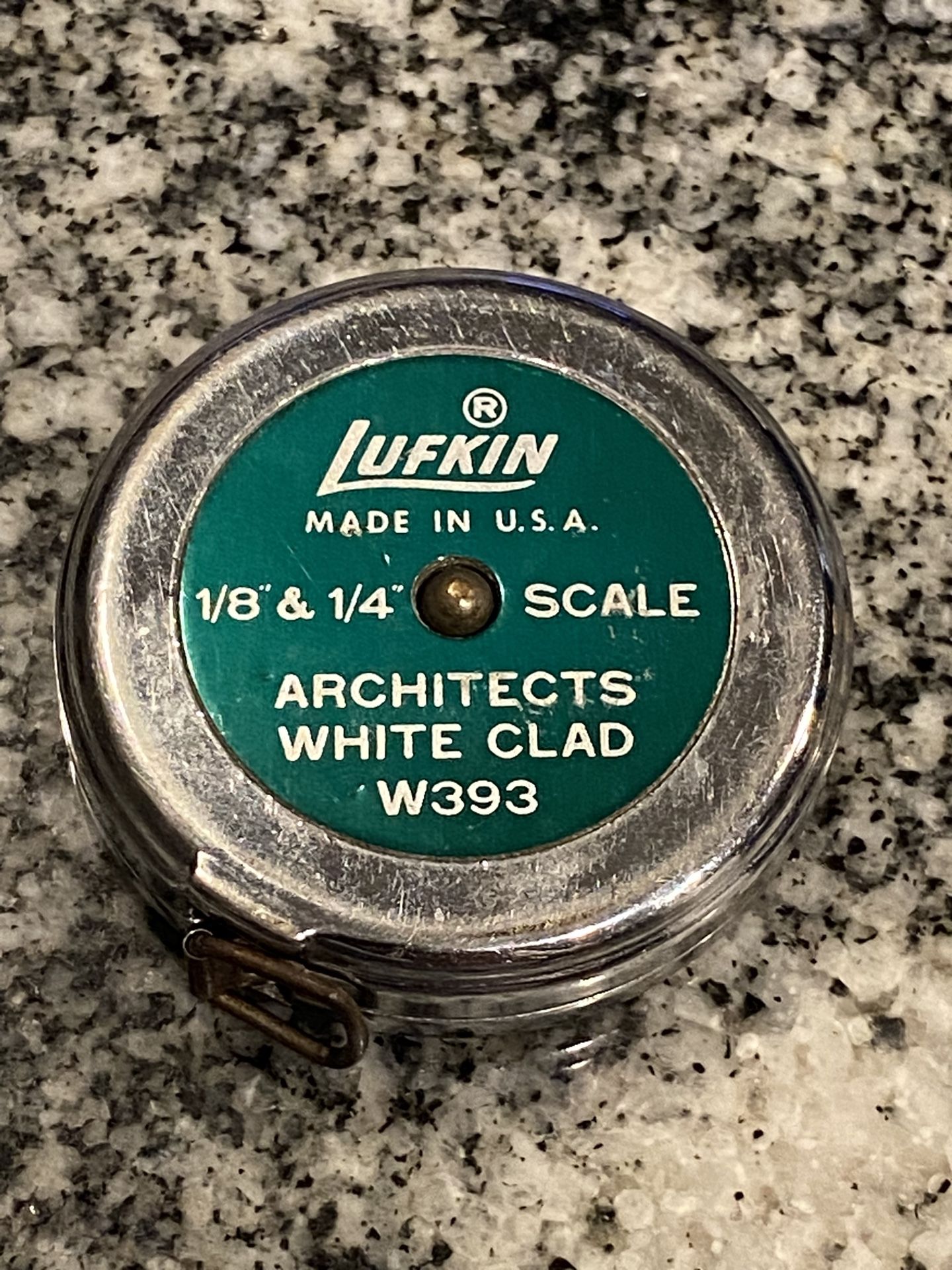 Lufkin 1/8” & 1/4” Pocket Tape Measure Architects Executive White Clad W393. Rare Green label!