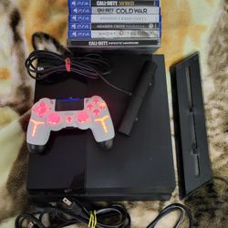 PS4 (v13.02) with 10 Games, Controller, Stand, Camera and Cords