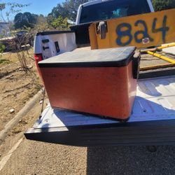 Vintage KAMPKOLD Red Metal Cooler 1950's Era 25" x 14" x 13.5" 