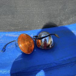Vintage Chrome Motorcycle Turn Signal Lights