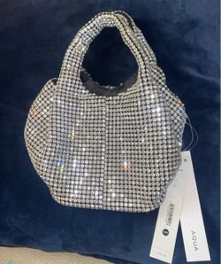 AQUA Crystal Rhinestone Mini Tote Bag