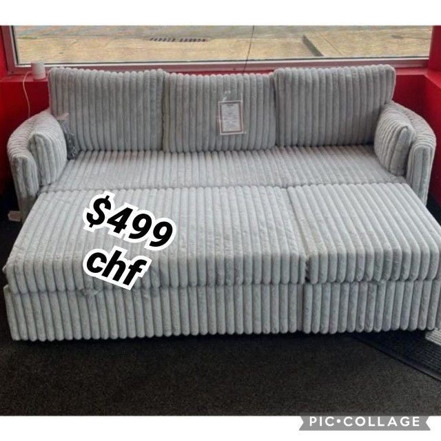 Gray modular design Single Sofa With Pull Out Bed And USB Charging Port 