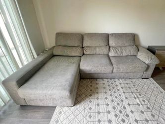 Gray 110" 2pc Microfiber Sectional Sofa with LAF Storage Chaise (Made in Spain)