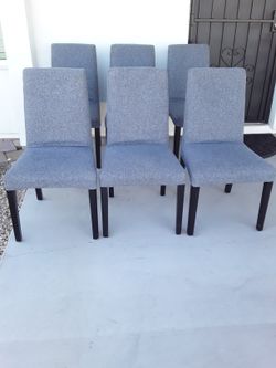 6 Dining Chairs Cloth Dark Gray 