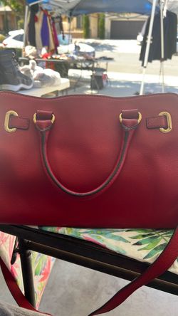 Red Leather Handbag Michael Kors
