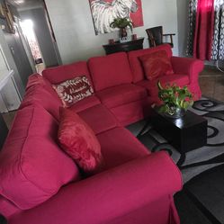 Red corner sectional sofa great conditions from ikea Moving Can't Take It  Pet And Smoke Free home