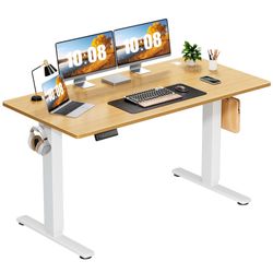 OBO Sweetcrispy Electric Standing Desk Adjustable Height, 55x24 Inch Sit Stand Up Home Office Desks Computer Workstation PC Work Table with 3 Memory P