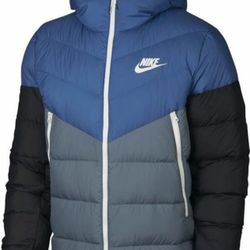 Nike Windrunner Down Fill Puffer Jacket Blue Black Grey 928833-486 Size Medium 