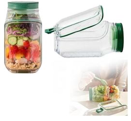 2026 New Salad Jar with Side Opening Leakproof Mason Jar Salad Container with Side Opening Dishwasher Safe Salad Container for Lunch On the Go Salad J