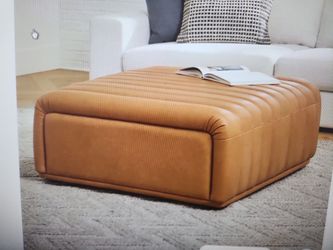 Sefto 39.5 leather Ottoman. Taos Tan