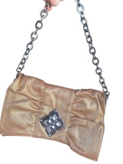 NWT bcbg maxzaria Stylish metallic antique gold shoulder bag with a silver chain strap. Compact and chic for day-to-night wear. Features a decorative 