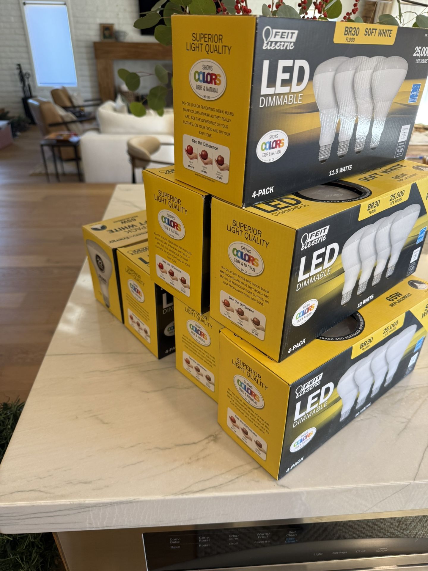 7 Packs Of 4 LED Simile Light Bulbs. 80.00 Value. Will Sell For 25 Dollars